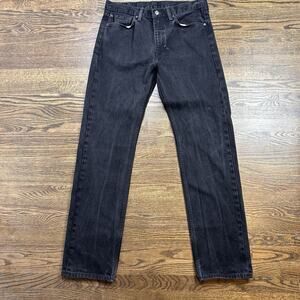 Levis 505 Jeans Mens 36x36 Black Dark Wash Straight Leg Denim Classic